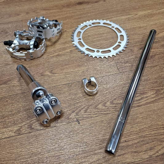 Alans BMX Old School BMX Old Shool BMX Parts Pack with 130 BCD Chainring - Silver