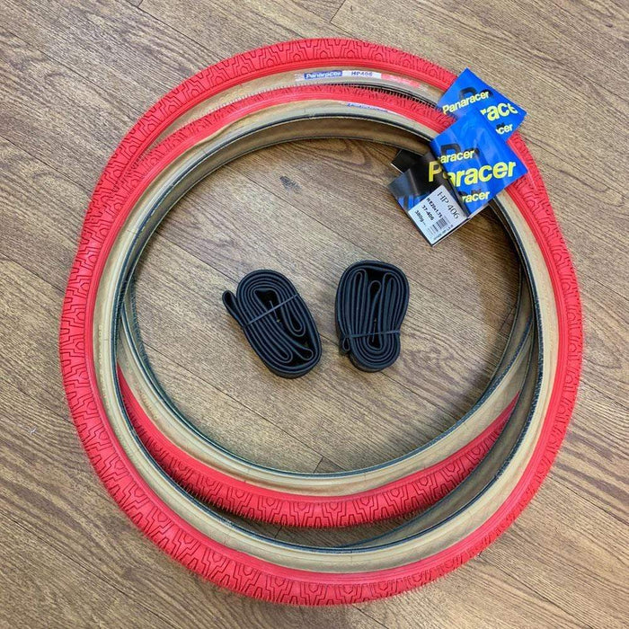 Panaracer Old School BMX Red Panaracer HP406 Skinwall Freestyle Tyres Pair with Tubes