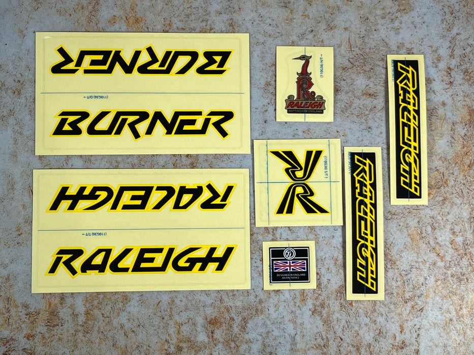 Raleigh Old School BMX Black / Yellow Raleigh Tuff Burner Frame and Fork Blue / Yellow Sticker Set