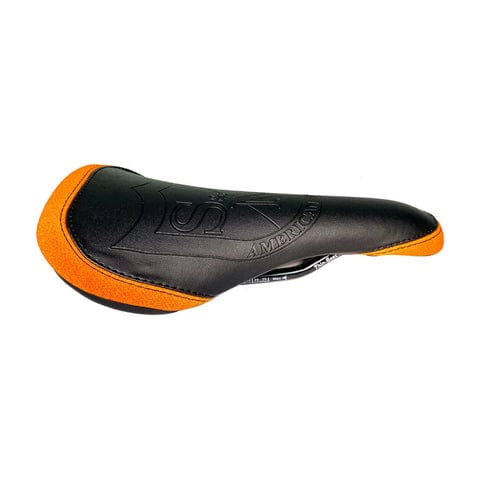 S&M Bikes BMX Parts Black/Orange / Railed / Slim S&M Bikes Thin Railed Embossed Seat Black / Orange