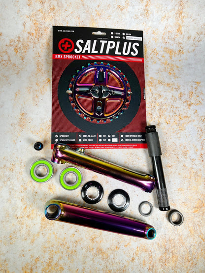 Salt Plus BMX Parts 165mm / Oil Slick / 28T Salt Plus Pro 48 Spline Crank Kit with Center Sprocket