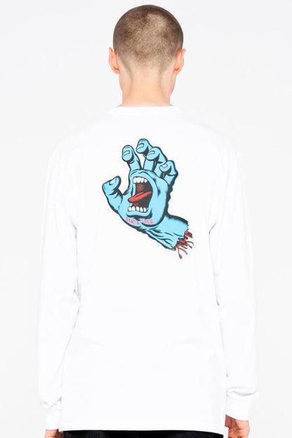 Santa cruz Clothing & Shoes Santa Cruz Screaming Hand Chest Long Sleeve T-shirt White