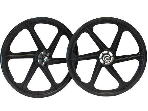 Skyway Old School BMX Black Skyway 6 Spoke Tuff Wheels 20 Inch Pair Front and Rear