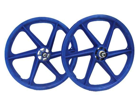 Skyway Old School BMX Blue Skyway 6 Spoke Tuff Wheels 20 Inch Pair Front and Rear