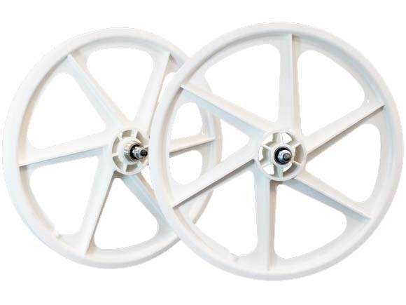 Skyway Old School BMX White Skyway 6 Spoke Tuff Wheels 20 Inch Pair Front and Rear