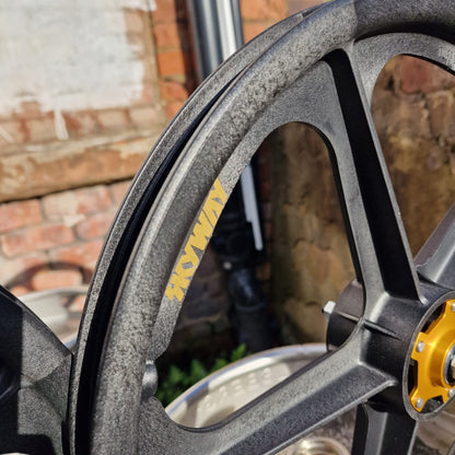 Skyway Old School BMX Skyway Graphite Tuff II 9T Gold Alloy Flange Wheels 20 Inch Pair