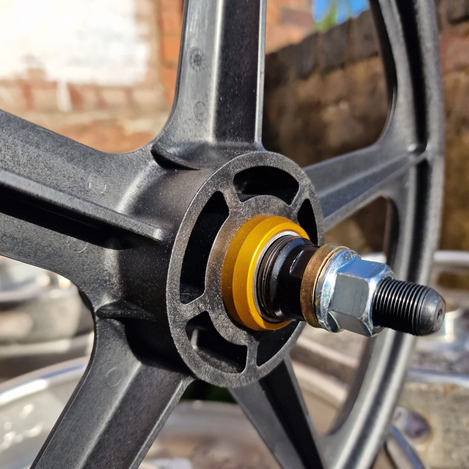 Skyway Old School BMX Skyway Graphite Tuff II 9T Gold Alloy Flange Wheels 20 Inch Pair