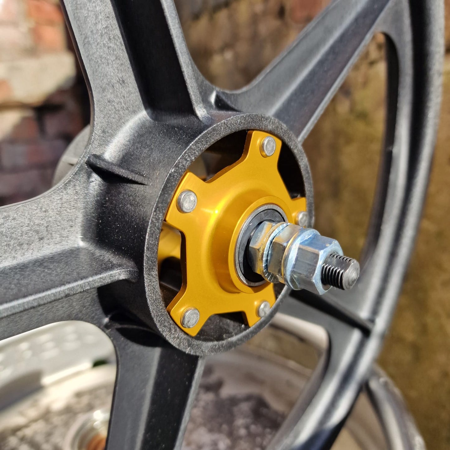 Skyway Old School BMX Skyway Graphite Tuff II 9T Gold Alloy Flange Wheels 20 Inch Pair