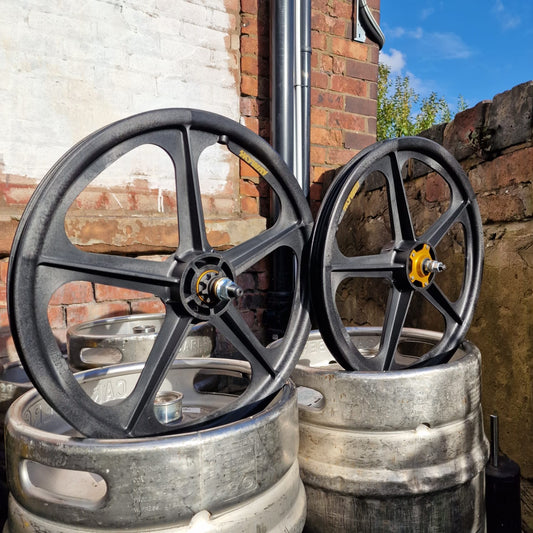 Skyway Old School BMX Skyway Graphite Tuff II 9T Gold Alloy Flange Wheels 20 Inch Pair