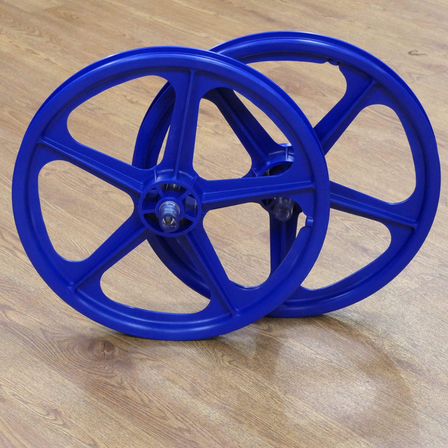 Skyway Old School BMX Blue / Black Skyway Tuff II BMX Wheels 20 Inch Pair Front and Rear with GT LP-5 Tyres Fitted