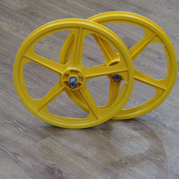Skyway Old School BMX Skyway Tuff II BMX Wheels 20 Inch Pair Front and Rear with GT LP-5 Tyres Fitted