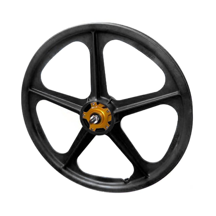 Skyway Old School BMX Black Skyway Tuff II Mag Gold Alloy Flange Wheels 20 Inch Pair Front and Rear