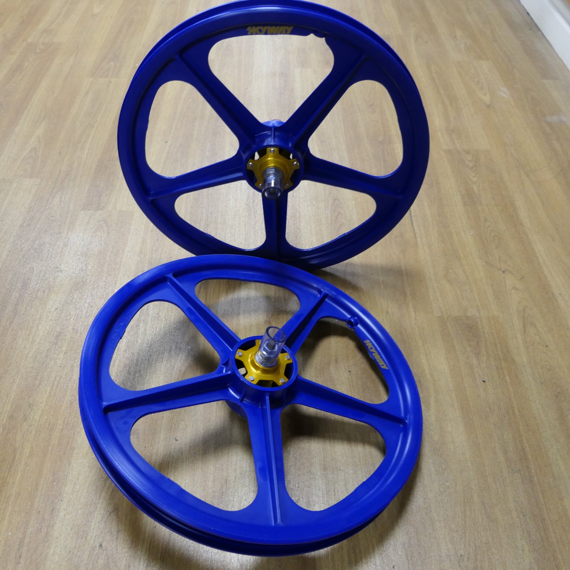 Skyway Old School BMX Skyway Tuff II Mag Gold Alloy Flange Wheels 20 Inch Pair Front and Rear