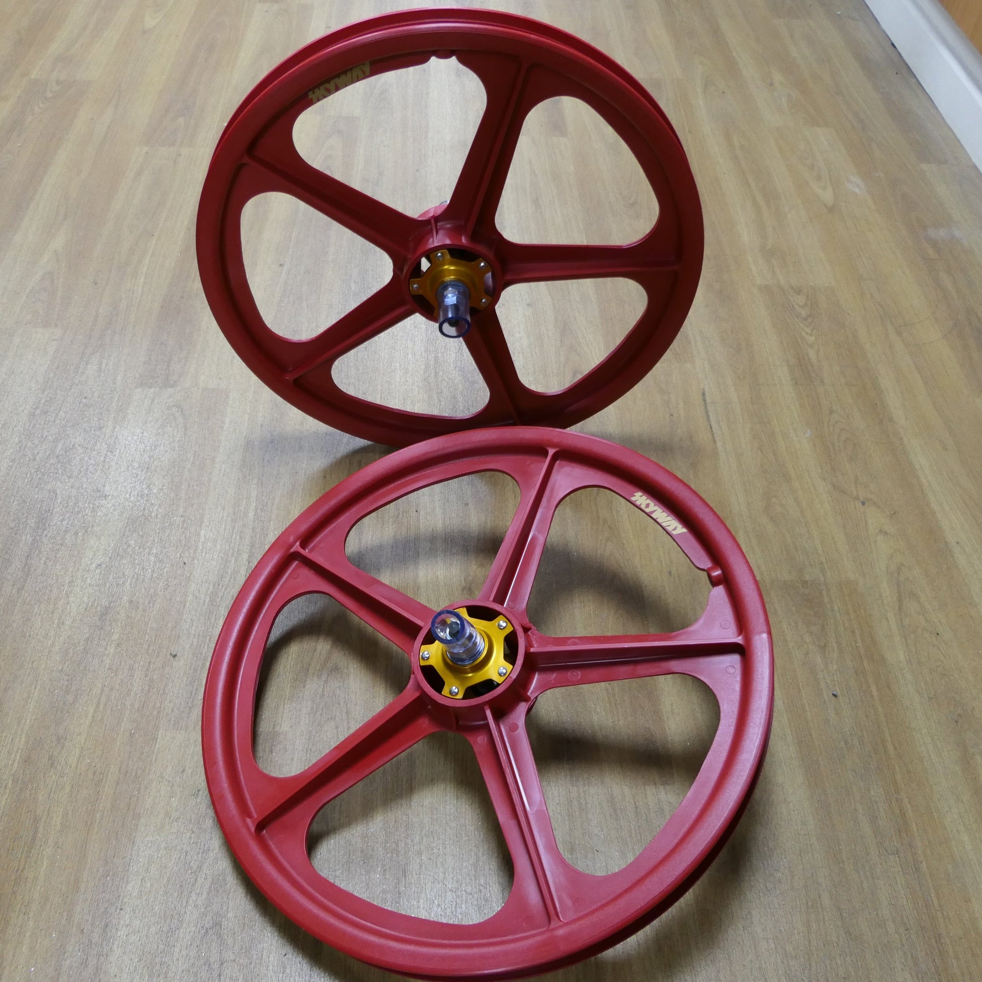 Skyway Old School BMX Skyway Tuff II Mag Gold Alloy Flange Wheels 20 Inch Pair Front and Rear