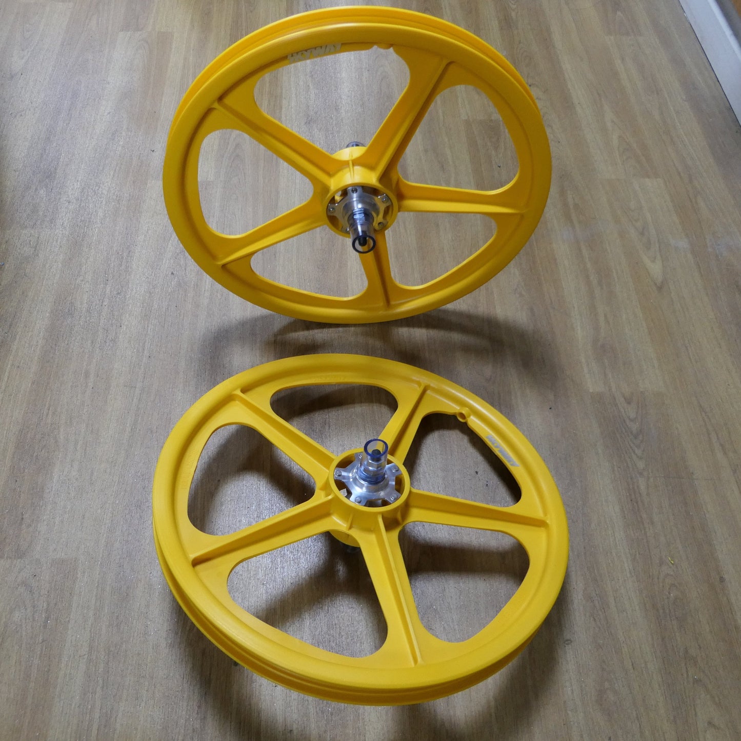 Skyway Old School BMX Skyway Tuff II Mag Silver Alloy Flange Wheels 20 Inch Pair Front and Rear