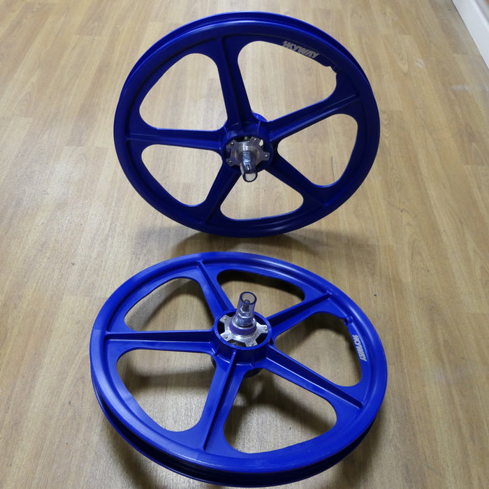 Skyway Old School BMX Skyway Tuff II Mag Silver Alloy Flange Wheels 20 Inch Pair Front and Rear