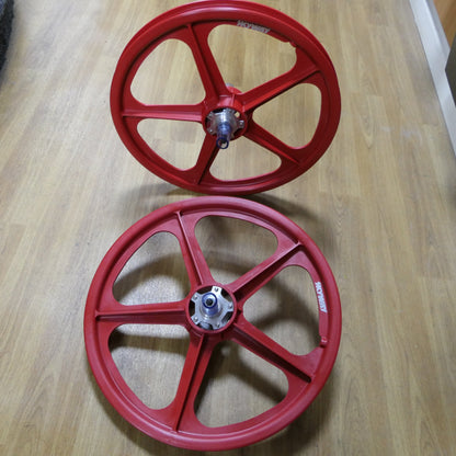 Skyway Old School BMX Skyway Tuff II Mag Silver Alloy Flange Wheels 20 Inch Pair Front and Rear