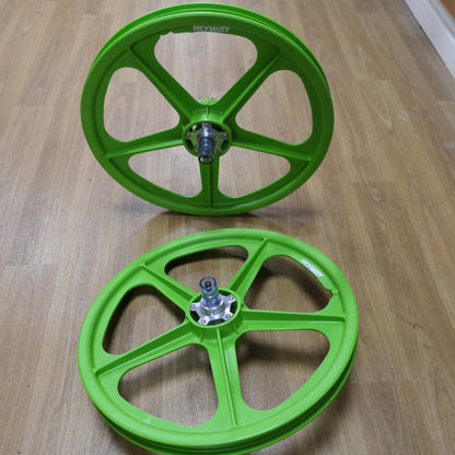 Skyway Old School BMX Skyway Tuff II Mag Silver Alloy Flange Wheels 20 Inch Pair Front and Rear