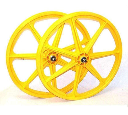 Skyway Old School BMX Yellow Skyway Tuff Wheels 24 Inch Pair