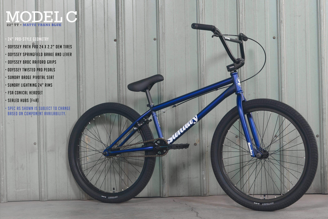 Sunday BMX Bikes Sunday 2022 Model C 24 Inch Bike Matte Trans Blue