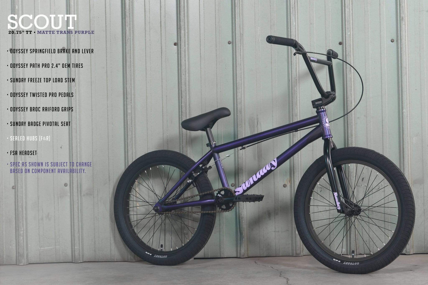 Sunday BMX Bikes Sunday 2022 Scout 20.75 TT Bike Matte Trans Purple