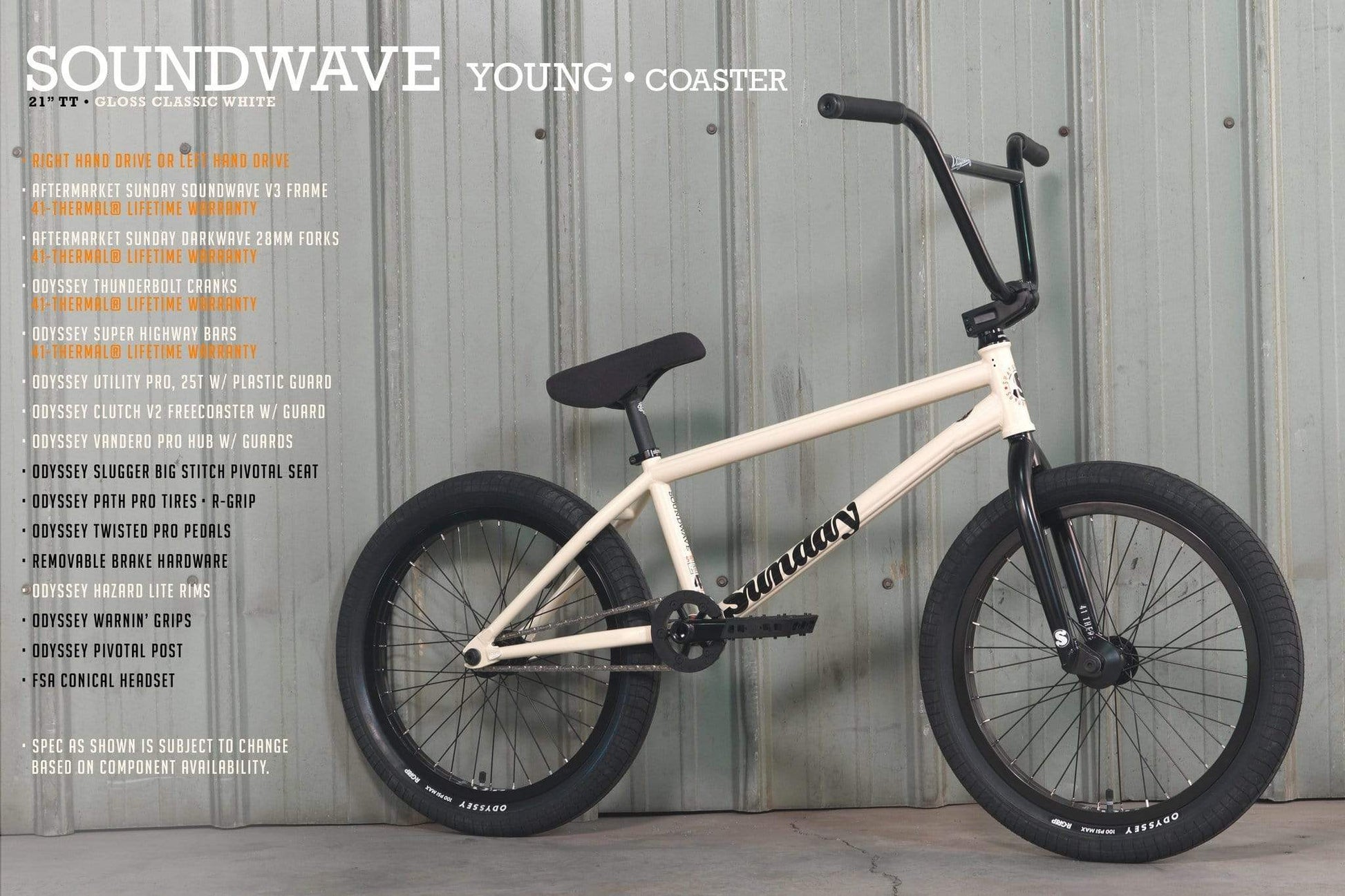 Sunday BMX Bikes Sunday 2022 Soundwave Freecoaster 21 TT Bike Gloss Classic White