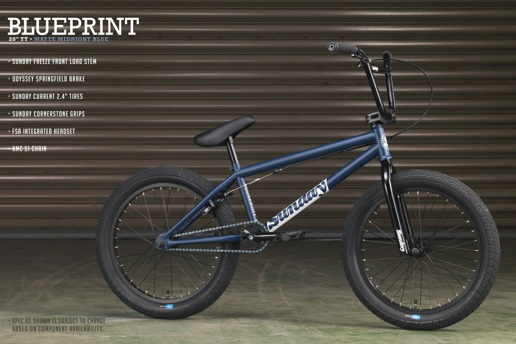 Sunday Bikes BMX Bike Matte Midnight Blue / 20 Sunday Bikes 2023 Blueprint 20TT BMX Bike Matte Midnight Blue