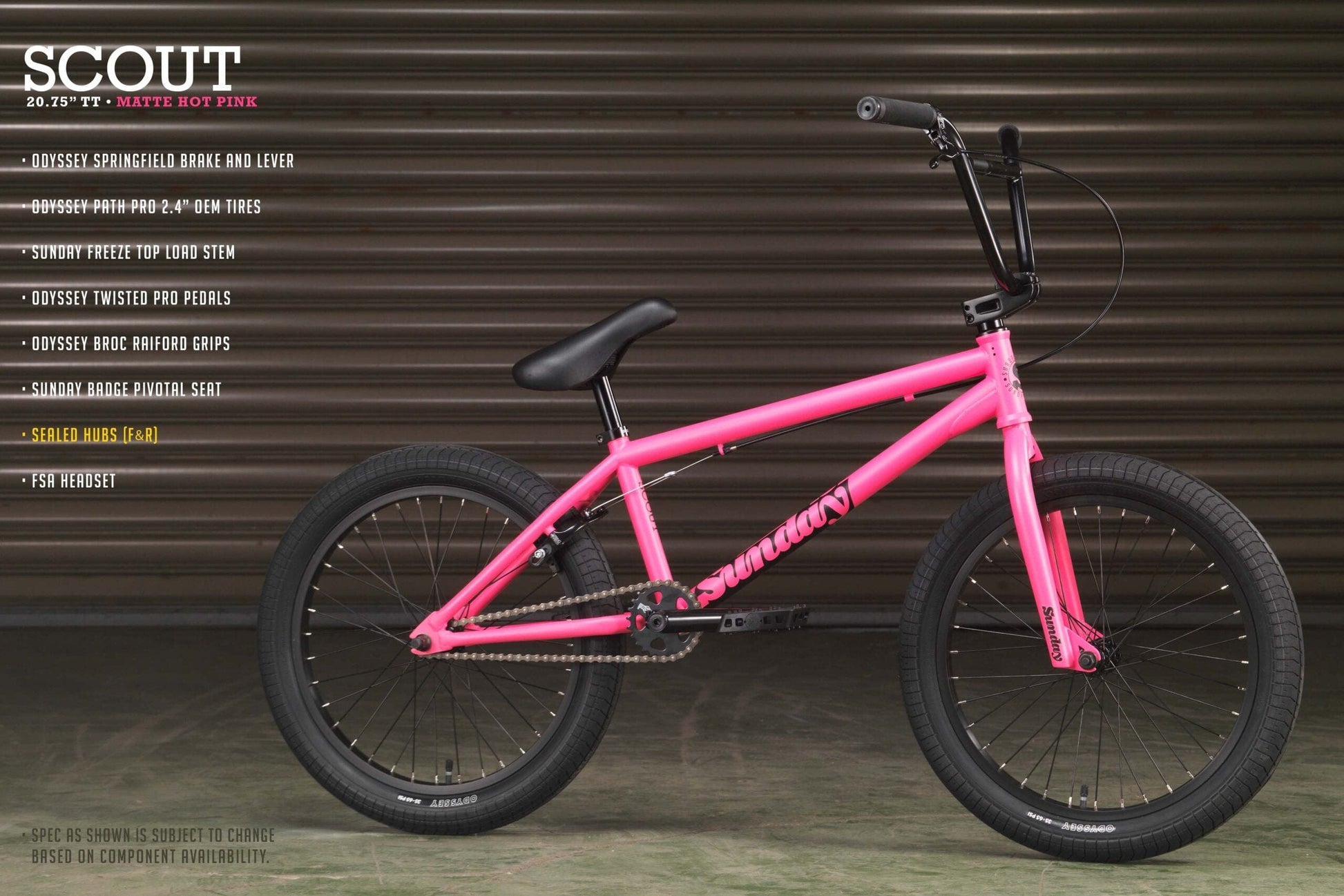 Sunday Bikes BMX Bike Matte Hot Pink / 20.75 Sunday Bikes 2023 Scout 20.75TT BMX Bike Matte Hot Pink