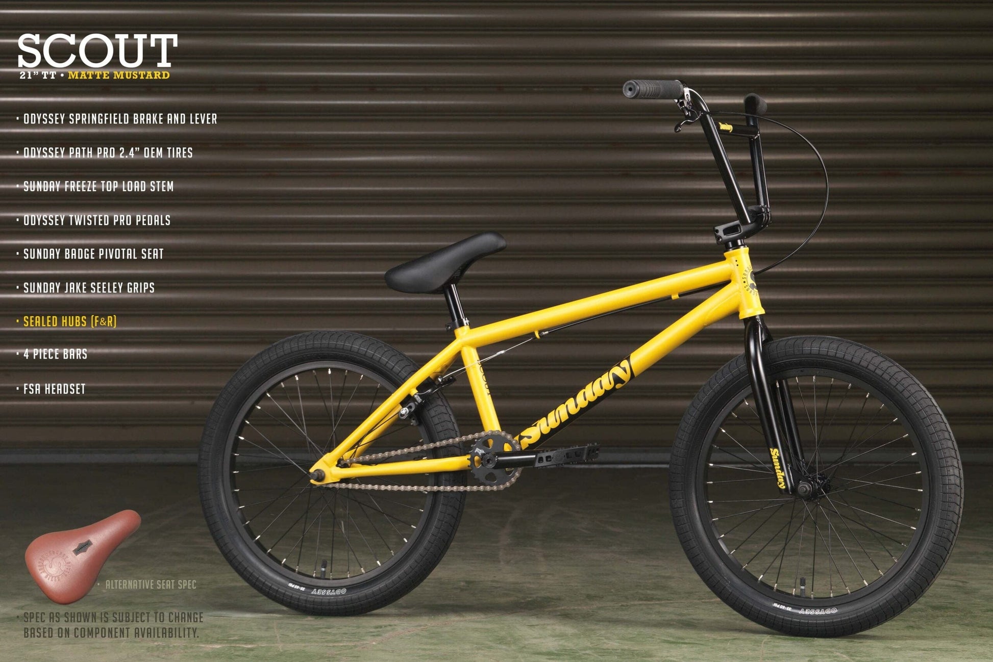 Sunday Bikes BMX Bike Matte Mustard / 21 Sunday Bikes 2023 Scout 21TT BMX Bike Matte Mustard