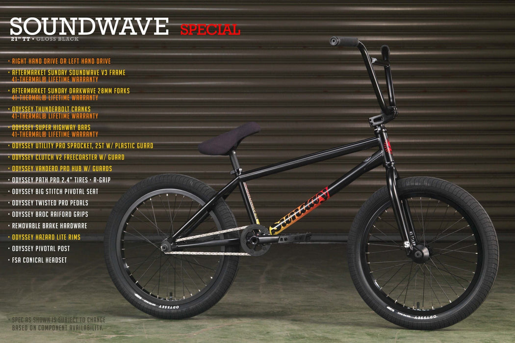 Sunday Bikes BMX Bike Sunday Bikes 2023 Soundwave Special FC 21" TT Bike Rust Proof Black