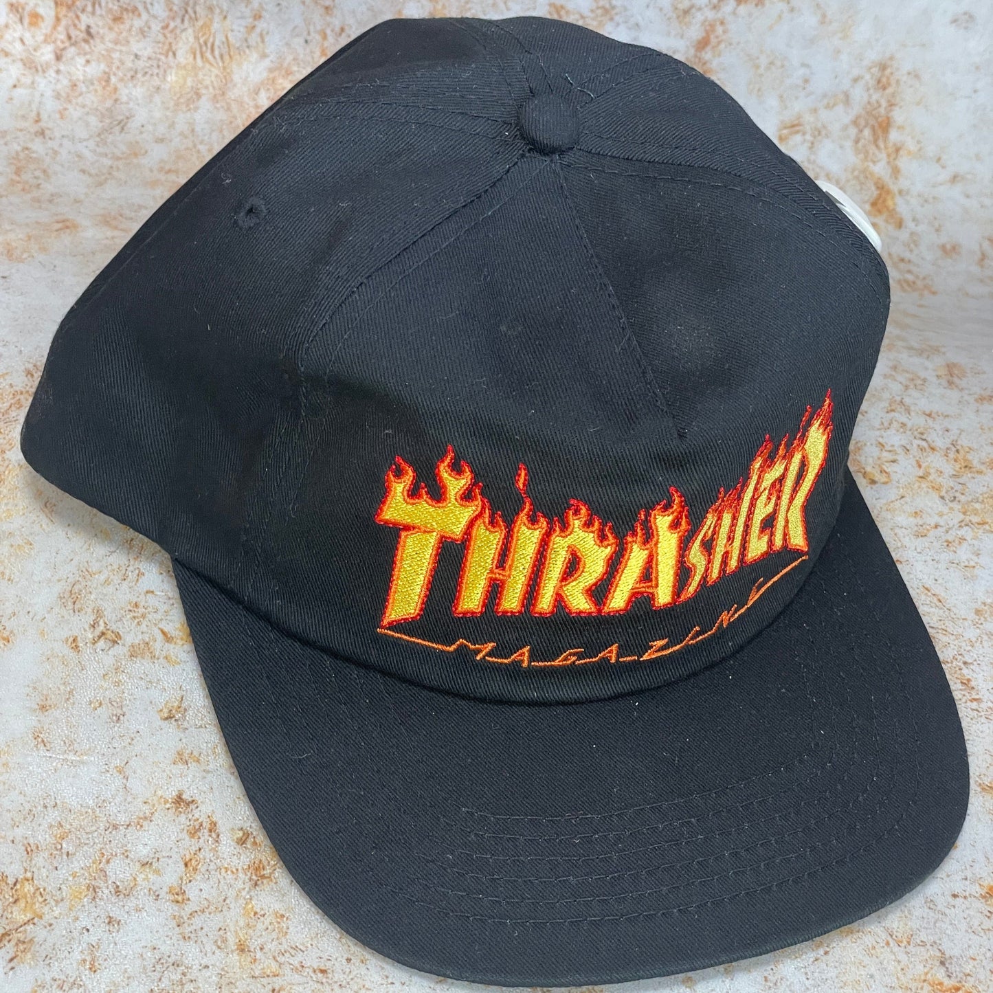 Thrasher Clothing & Shoes Black Thrasher Flame Embroidered Snapback Cap Black