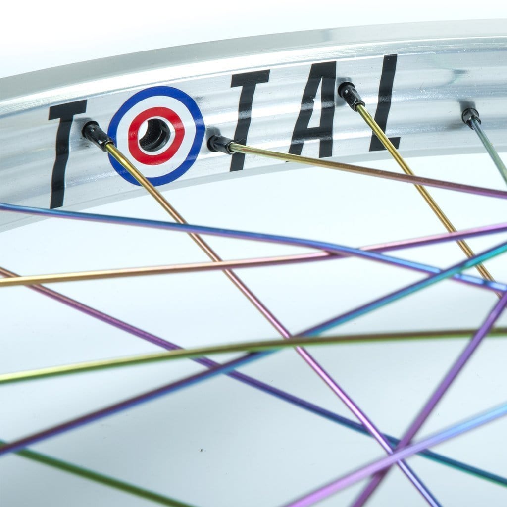 Total BMX BMX Parts Total BMX Techfire Front Wheel Silver With Rainbow Spokes