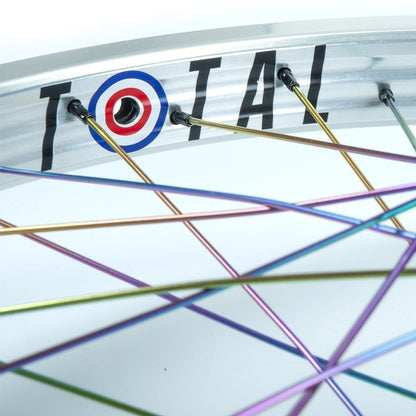 Total BMX BMX Parts Total BMX Techfire Front Wheel Silver With Rainbow Spokes