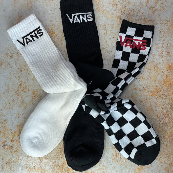 Vans Clothing & Shoes UK 8.5 - 12 Vans Classic Crew Socks 3 Pack Black-Checkerboard