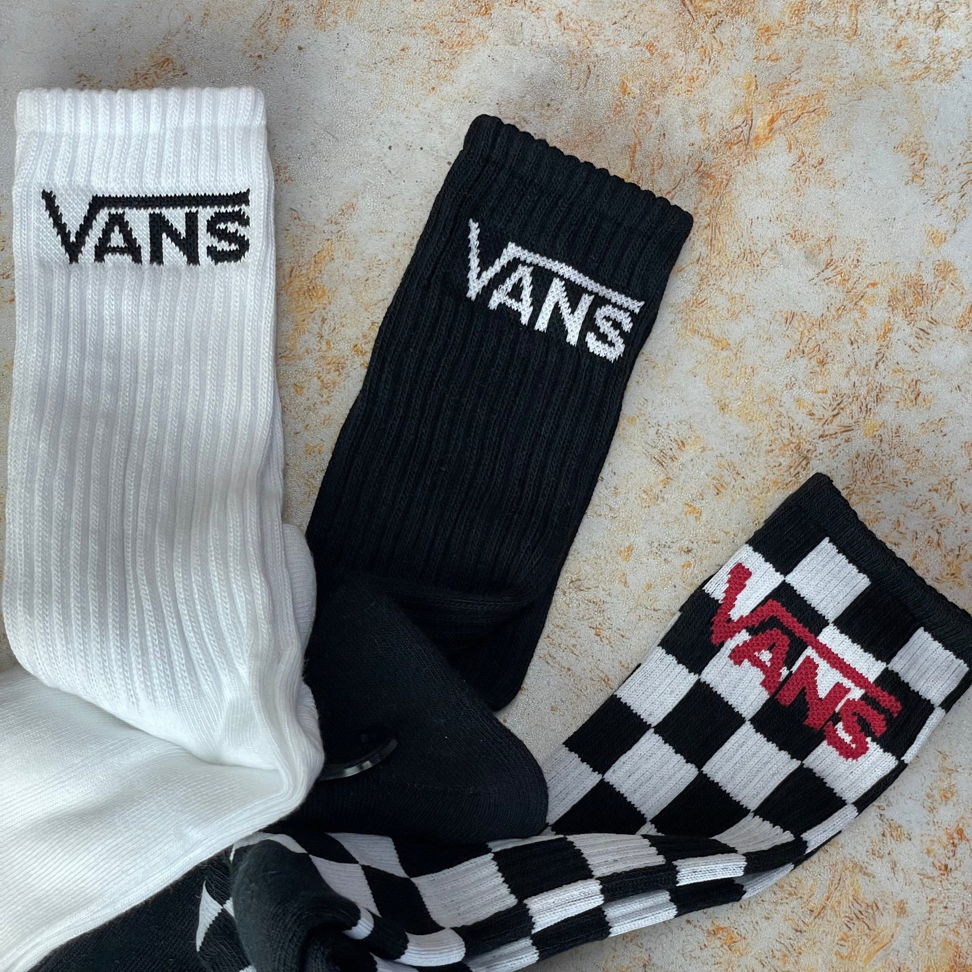 Vans Clothing & Shoes UK 8.5 - 12 Vans Classic Crew Socks 3 Pack Black-Checkerboard